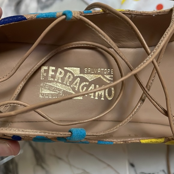 Salvatore Ferragamo Colorful Spotted Cork Lace-up Flats 🔴🟠🟡🟢🔵🟣 - Picture 7 of 17